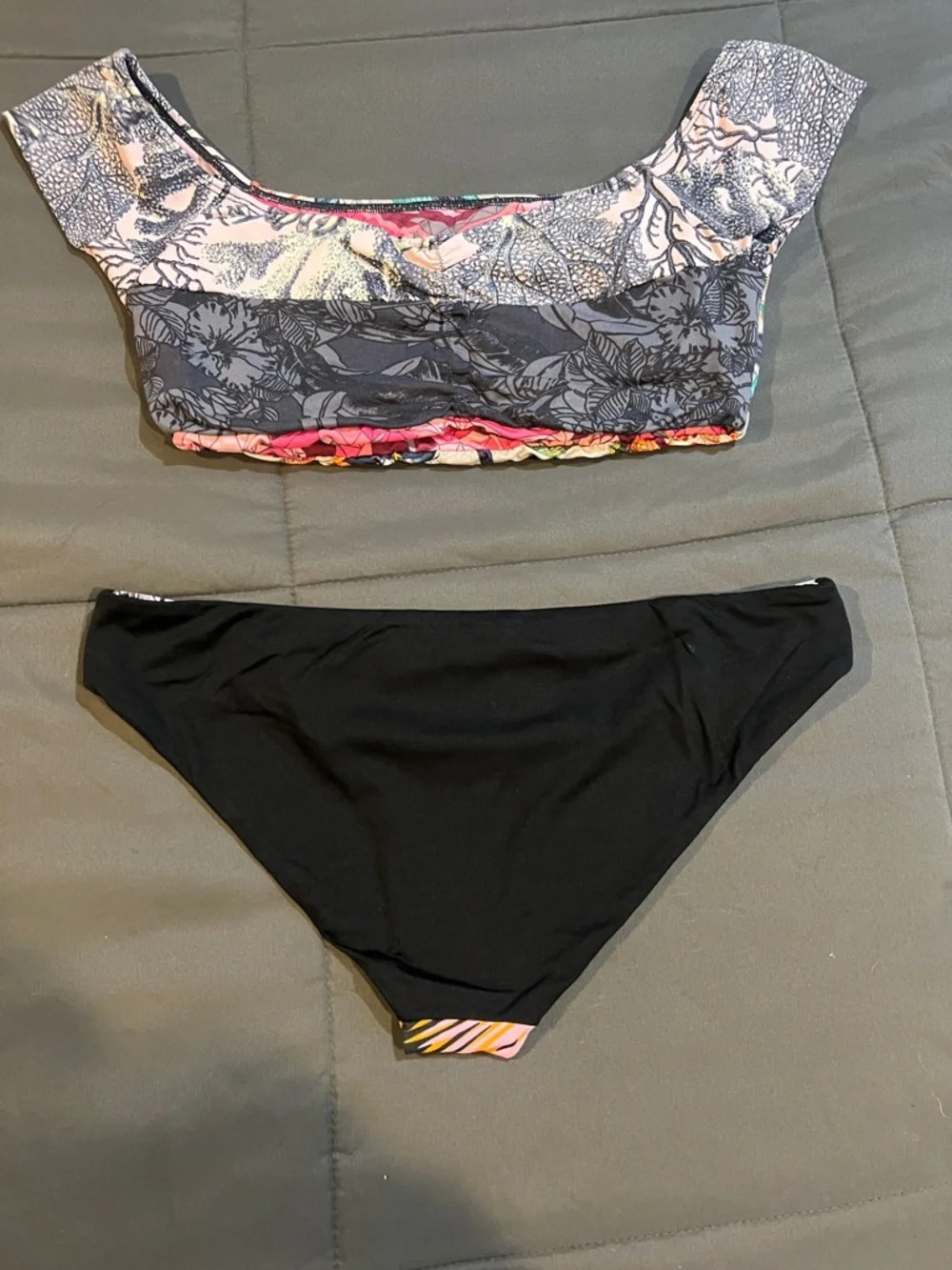 Maaji Floral Tropical Bikini Top & Bottom - Yellow, Pink, Black, Green - Picture 2 of 3
